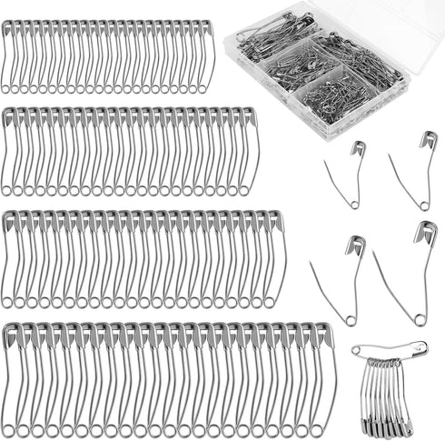 160pcs Curved Safety Pins, 4 Sizes Quilting Basting Pins Bent Safety Pins Sewing Safety Pins Assorted Accessories for Crafting Quilting Knitting S...