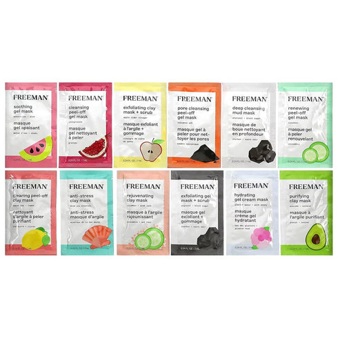 FREEMAN Face Mask Gift Set, Valentine's Day Gift, Limited Edition 12 Days of Glow Facial Mask Kit, Beauty Skincare Facial Treatment Face Masks, Tr...