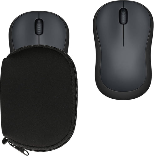 kwmobile Neoprene Case Compatible with Logitech M220 Silent / M235 / M185 - Case for Mouse Soft Pouch Carry Bag - Black...