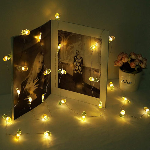 40 LED Pineapple String Lights, 8 Modes Pineapple Fairy Lights Battery Operated Without Remote Control for Wedding, Party, Festival, Indoor, Outdo...