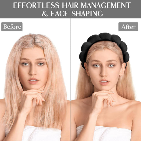 Spa Headband for Washing Face, Makeup Headband and Wristband Set, Non Slip Headband Washing Face, Terry Cloth Face Wash Headband for Women Girl, S...