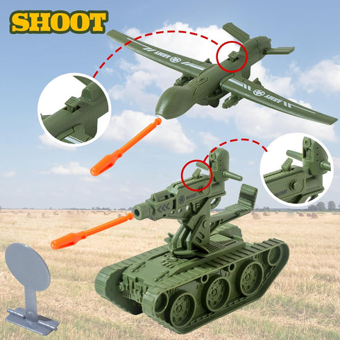 Army Toys, Military Soldier Action Figures,Military Toys Include Green Army Men, Rowboats, Motorcycles, Aircraft Weapons Accessories Playset Toy S...