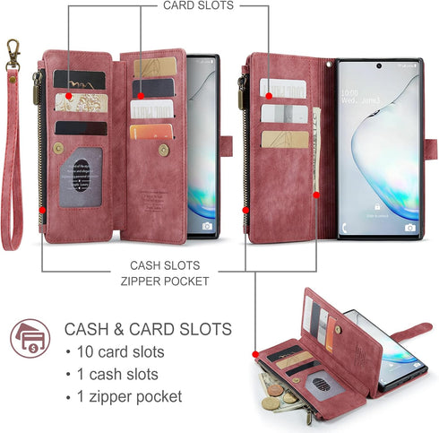 Asuwish Phone Case for Samsung Galaxy Note 10 Glaxay Note10 5G Wallet Cover and Tempered Glass Screen Protector Leather Flip Credit Card Holder St...