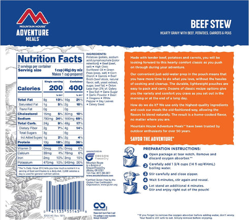 Mountain House Beef Stew | Freeze Dried Backpacking & Camping Food | 2 Servings | Gluten-Free...
