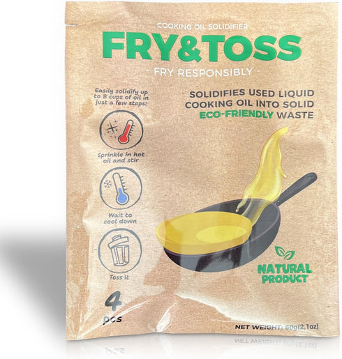FRY&TOSS Cooking Oil Solidifier, Waste Cooking Oil Solidifier Powder for Cooking Oils, Plant Based Oil Hardener for Disposal, Solidifies Up To 8 C...