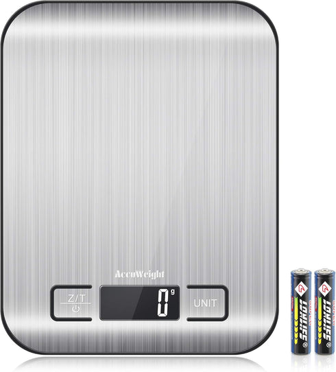 AccuWeight 211 Digital Kitchen Food Scale for Cooking Baking Coffee Scale 5000g by 1g with Tare and LCD Display Food Weight Scale, 8.11×6.42×1.18"...