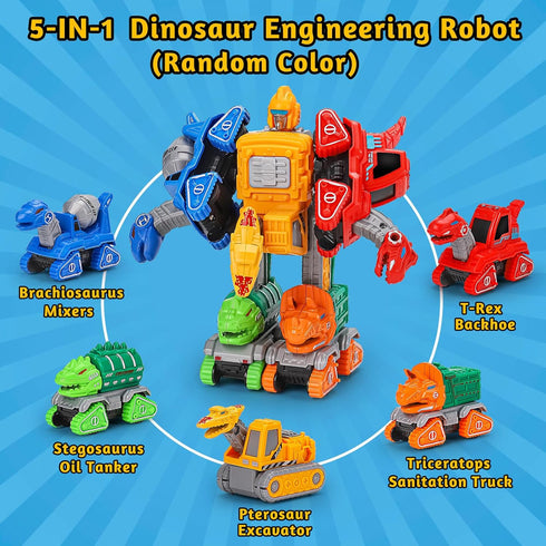 5 in 1 Dinosaur Transforming Toys for Boys 4-6 Dinosaur Car Action Figures Transform Dino Robot Toys for Kids 3-5 5-7 Educational STEM Take Apart ...