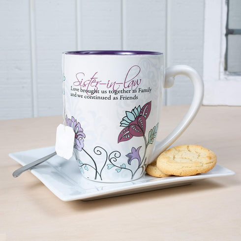 Pavilion Gift Company Mark My Words Sister In Law Floral Butterfly Coffee Tea Mug, Large, Purple,591 milliliters...