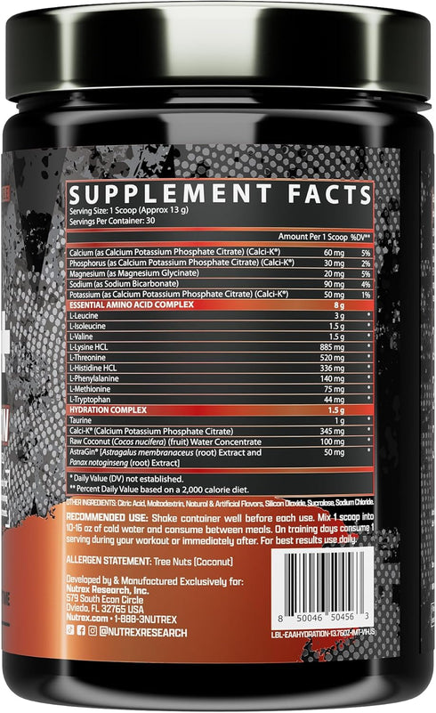 Nutrex Research EAA Hydration | EAAs + BCAA Powder | Muscle Recovery, Strength, Muscle Building, Endurance | 8G Essential Amino Acids + Electrolyt...