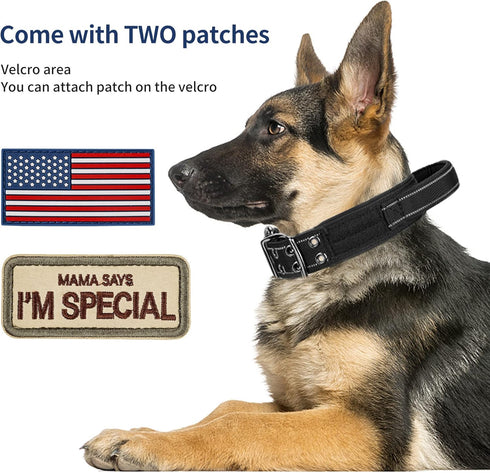 Tactical Dog Collar for Medium and Large Dog,Adjustable Military Dog Collar with Soft Padded Handle,Heavy Duty Double Buckle Design(Black,XL)...