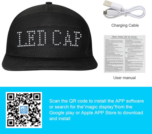 LED Hats,LED Caps Display Message Bluetooth Editable Cool Hat for Party...