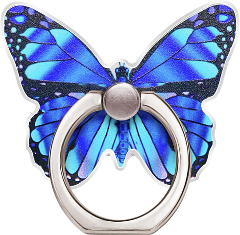 Alloy Butterfly Cell Phone Ring Holder, Finger Kickstand Back Stand Hand Grip for Smartphone Tablet (Blue)......