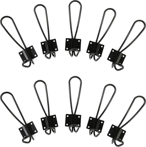 Rustic Entryway Hooks | 10 Pack of Black Wall Mounted Vintage Double Coat Hangers with Large Metal Screws Included...