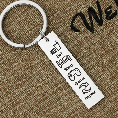 Kivosiiviz Gamer Keychain Eat Sleep Game Repeat Gifts for Teen Gammers Keychain...