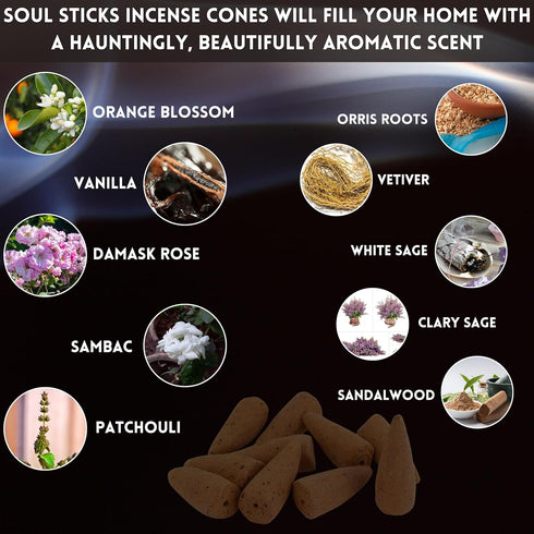SOUL STICKS Assorted Backflow Incense Cones for Meditation, Yoga and Aromatherapy | 40 Premium Backflow Cones | Fits All Backflow Incense Burners ...