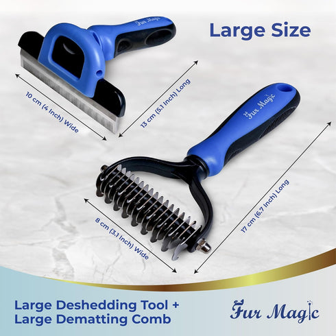 Large Deshedding Tool & Dematting Comb – Grooming Brushes for Dogs, Cats, Horses – Reduce Shedding and Remove Knots, Mats and Loose Undercoat...