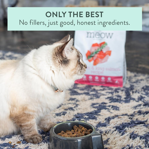 The New Zealand Natural Pet Food Co MEOW e - Chicken & King Salmon Recipe, Dry Cat Food Use as a Complete Diet, Topper, Mixer, or as Cat Training ...