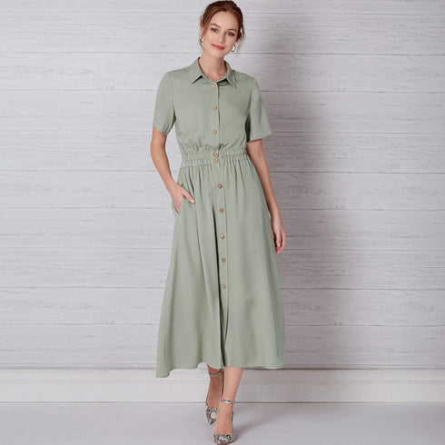 New Look Sewing Pattern N6651 Misses' Button Front Dress with Elastic Waist, A (10-12-14-16-18-20-22), Various...