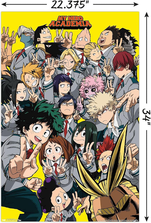 Trends International My Hero Academia - Selfie Wall Poster, 22.375" x 34", Poster & Mount Bundle...