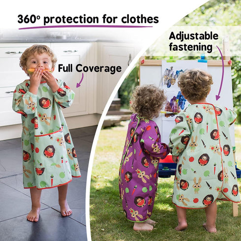Tidy Tot - Long Baby Bib - Mess Proof Long Sleeve Feeding Smock with Large Food Catcher Pocket - Waterproof Bib...