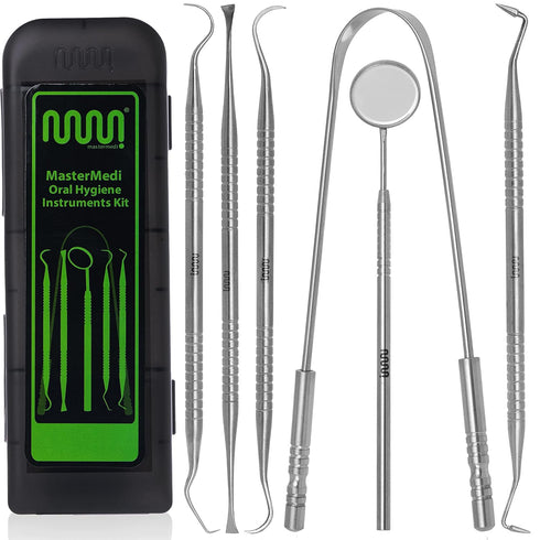 6 Pack Dental Tools Teeth Cleaning Kit, Plaque Tartar Remover for Teeth and Oral Care for Adults, Kids and Pets, includes Tongue Scraper, Mirror, ...