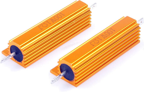 100 Watt 1 Ohm 5% Electronic Aluminium Shell Resistors Gold Wirewound Resistor (Pack of 2)...