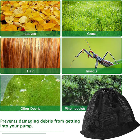 2 Pcs 12.2" x 15.9" Pump Barrier Bag, Pond Pump Filter Bag, Black Media Bag Large Pump Mesh Bag for Outdoor Water Ponds Filters (2Pcs-12.2"x 15.9"...