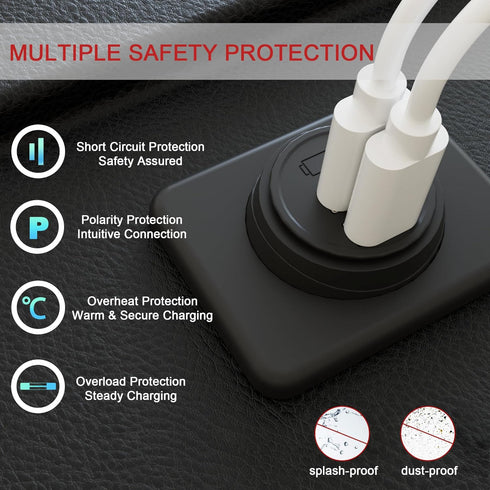 RV USB Outlet DAMAVO YM1236 Panel Dual Port Charger Socket, 12V-24V Car Charger Female, Bus, Boat, Automotive Marine ATV Truck (Surface Mount Inst...