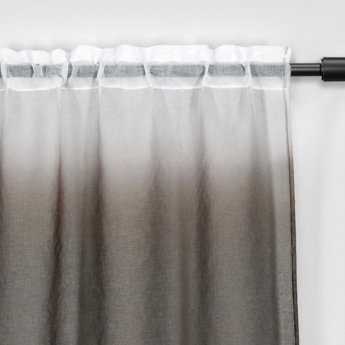 30 Inch Length Ombre Tier Curtains Faux Linen Shee Short Curtains - 2 Panels Brown Small Sheer Curtains for Cafe Kitchen Basement Bathroom,30 Inch...