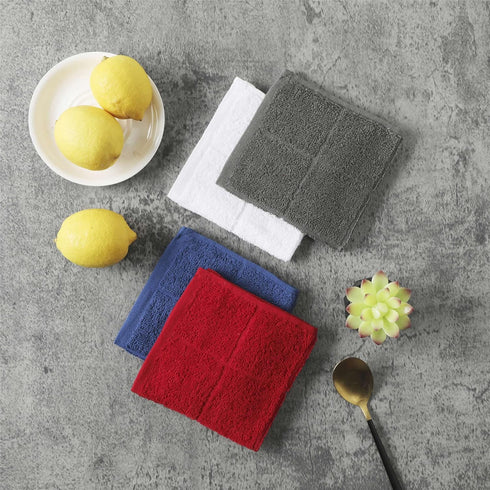 Kitchen Dish Cloth Pack of 8, 11x11 Inches Cotton Dish Rags, High Absorbent Cleaning Cloth Durable (11x11 inches, red)...