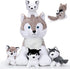 5PCS Wolf Plush Toys - 13.4 Inch Wolf Mom with Little Mini Babies Stuffed Animal Plush Huggable Cuddly Fluffly Wolf Plushie Family Set Gifts for G...