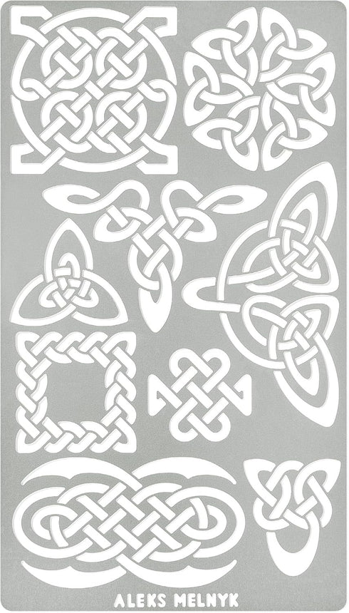 Aleks Melnyk No.37.3 Metal Journal Stencil, Pyrography Celtic Patterns, Wicca Stencil, Celtic Knot Stencil, Viking Stencil, Wood Burning Template,...