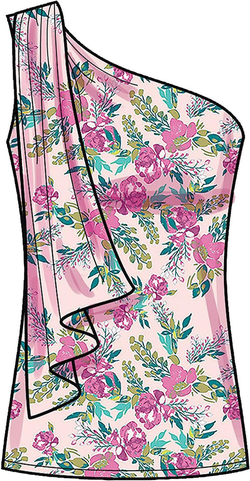 New Look UN6701A Misses' One-Shoulder Top Sewing Pattern Kit, Code N6701, Sizes 6-8-10-12-14-16-18...