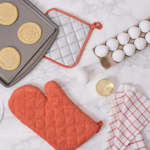 DII Basic Terry Collection 100% Cotton Quilted, Oven Mitt, Spice, 2 Piece...