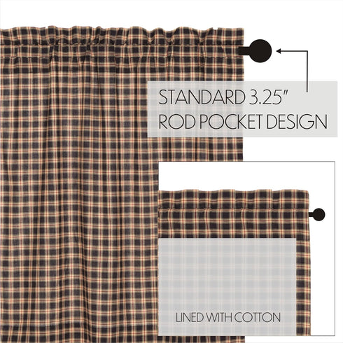 VHC Brands, Bingham Star, Cotton, 16x72, Plaid Valance, Black...