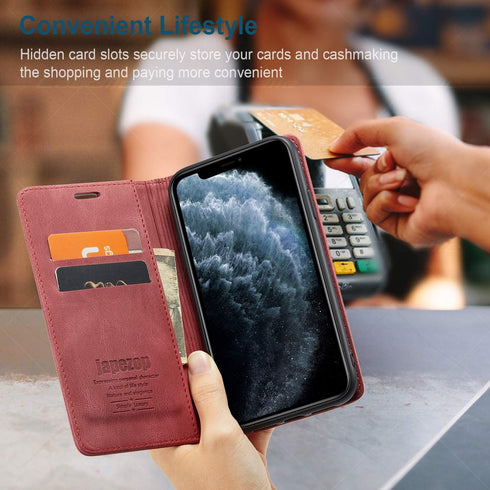 iPhone 11 Pro Max Wallet Case with Card Holder, RFID Blocking, PU Leather Magnetic Flip Case for iPhone 11 Pro Max 6.5 inch (Wine Red)...