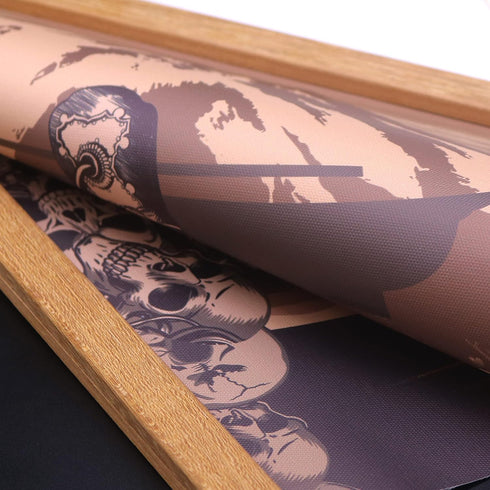 Japan Wall Art Armor Samurai Sword Poster Print On Canvas Skeleton Oriental Art Decoration Wood Framed To Hanging 16”X35”...