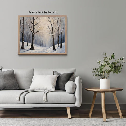 Posterizer 1 pcs-snowy jungle in winter in oil painting style-8-Landscape & Nature Art-Living Room Bedroom Decor- unframed wall art...