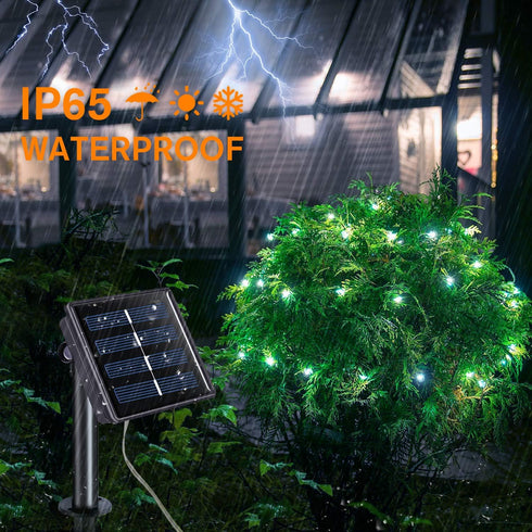 QITONG White Solar Fairy Lights Outdoor Waterproof, 2 Pack Each 33ft 100 LED Solar String Lights, 8 Modes Silver Wire Solar Christmas Twinkle Ligh...