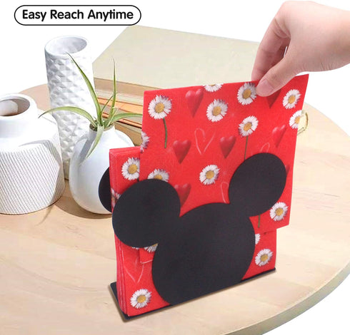 BLACK Mickey Head Premium Stainless Steel Napkin Holder Stand for home kitchen table party RV camper restaurant...