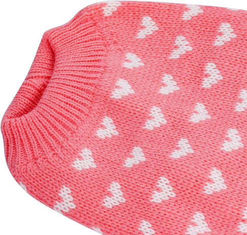 Dog Knitted Sweater Dog Heart Sweater Puppy Sweater Warm Soft Pet Holiday Clothes for Large Cats and Dogs (Pink, L)...