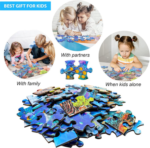 Puzzles for Kids Ages 4-8 6-8 8-10 Year Old - Underwater Scene - 100 Pieces Jigsaw Puzzle for Kids Learning Educational Puzzles for Boys Girls (wi...