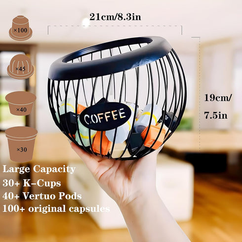 Coffee Pod Holder,K Cup Holders for Counter,Large Capacity Keurig K-cup Organizer, Nespresso Vertuo Coffee Station Organizer,Metal Coffee Pods Sto...
