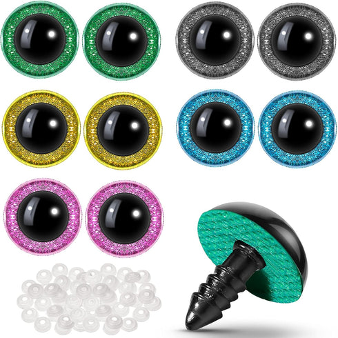 Suilung 100 Pieces Large Safety Eyes for Amigurumi Stuffed Glitter Animal Plastic Craft Crochet Eyes for DIY of Puppet Bear Crafts Toy Doll Making...