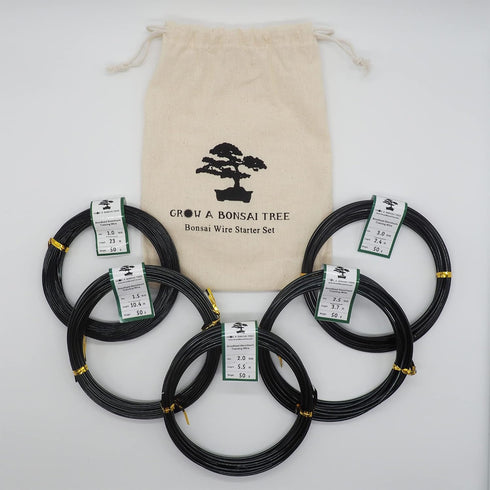 Anodized Aluminum Bonsai Training Wire 5-Size Starter Set with Canvas Bag - 1.0mm, 1.5mm, 2.0mm, 2.5mm, 3.0mm (147 feet total) - Choose Your Color...