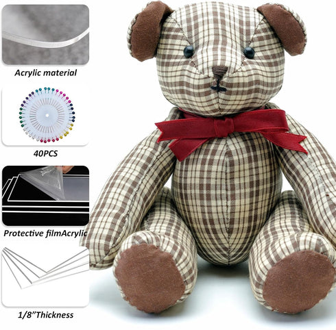 Memory Bear Sewing Patterns Template Ruler Set with Instruction Manual, Memory Bear Patterns Templates for Sewing 12IN...