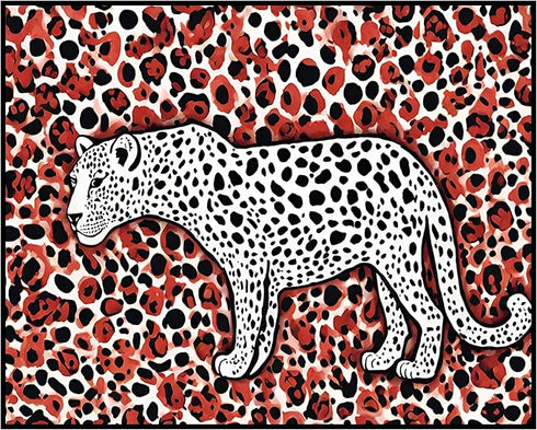 Posterizer 1 pcs- abstract leopard print with red background-Art for Animal Lovers-Abstract & Modern Art- Living Room Bedroom Decor- unframed wall...
