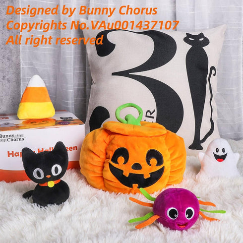 My First Halloween Pumpkin Toys Playset, 5ct Halloween Stuffed Pumpkin Plush Cat Spider Ghost Candy Corn for Baby Girls Boys, for Babies...