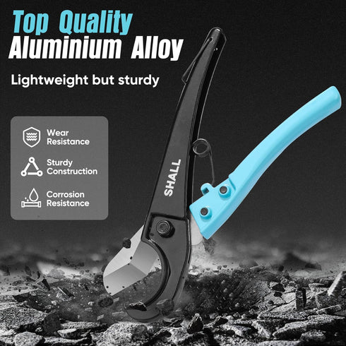 SHALL PEX Pipe Cutter, Cuts up to 1-3/8’’, Fast Tubing Cutter for PEX, Plastic Hoses, PVC, CPVC, PP-R, PE (Thin), etc., Aluminum Alloy Pipe Cuttin...