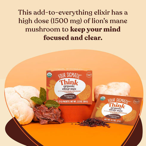Four Sigmatic Lion's Mane Elixir Mushroom Coffee Alternative | Organic Lion's Mane Mushroom Powder, Rhodiola & Rose Hips | Immune & Memory Support...